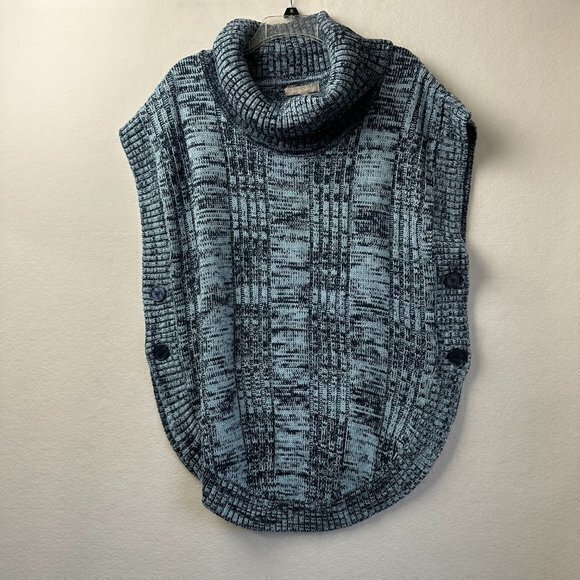 Woman Within Sweater women‎ 14/16 M Cowl Neck sleeveless side button blue NWOT - Picture 2 of 8